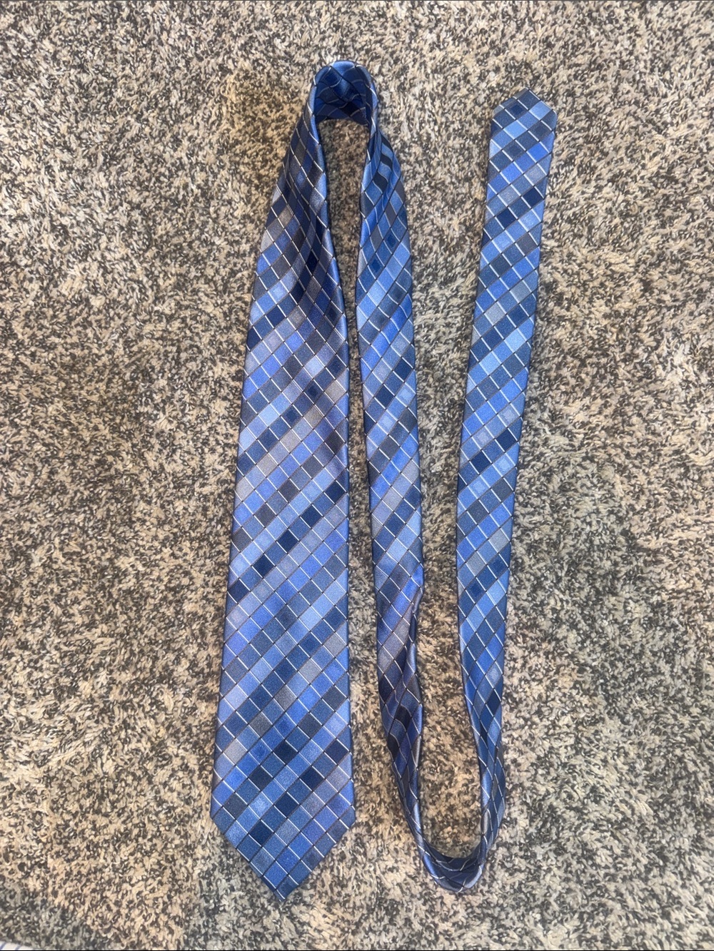 Kenneth Cole Reaction Blue Plaid Silk Tie